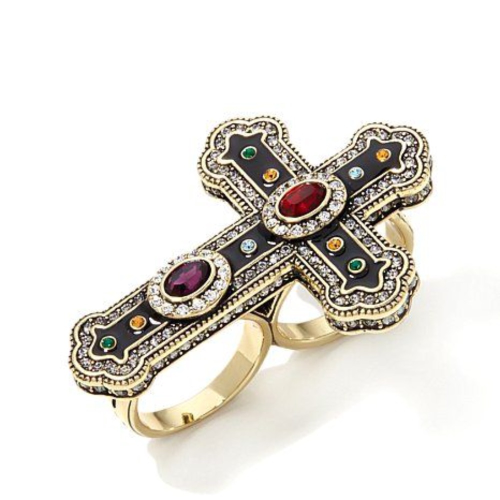 Heidi Daus Pure Heaven Two-Finger Cross Ring